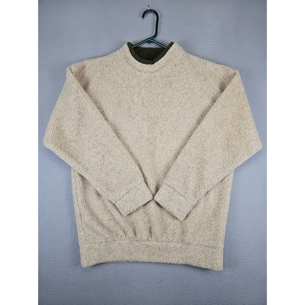 Black Mountain Deep Pile Fleece Sherpa Sweatshirt Pullover Women's Medium Cream